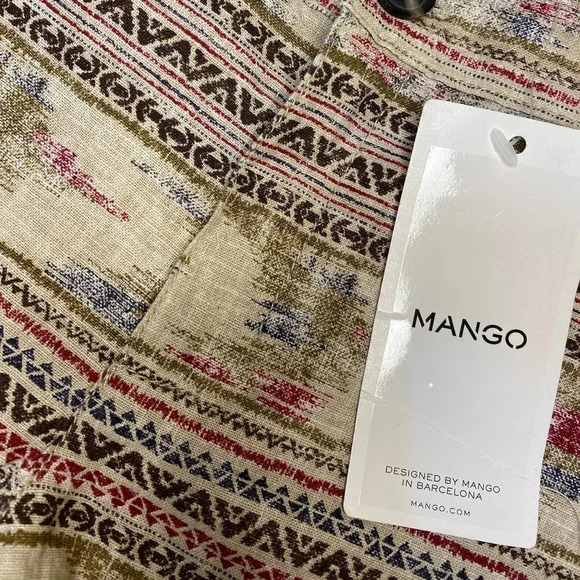 NWT MANGO Tribal Print Linen Like Shorts - Size 2 - Picture 4 of 8